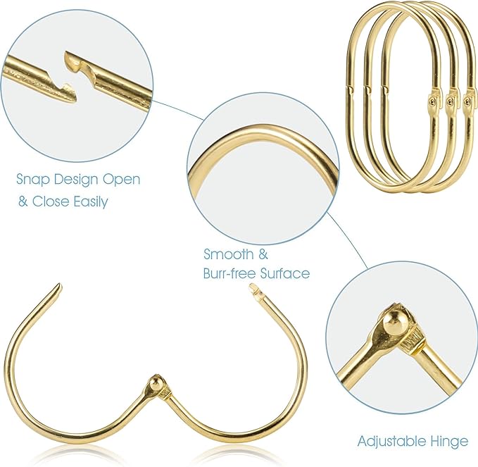 Shower Curtain Rings, Oval Snap Shower Rings - Image 4