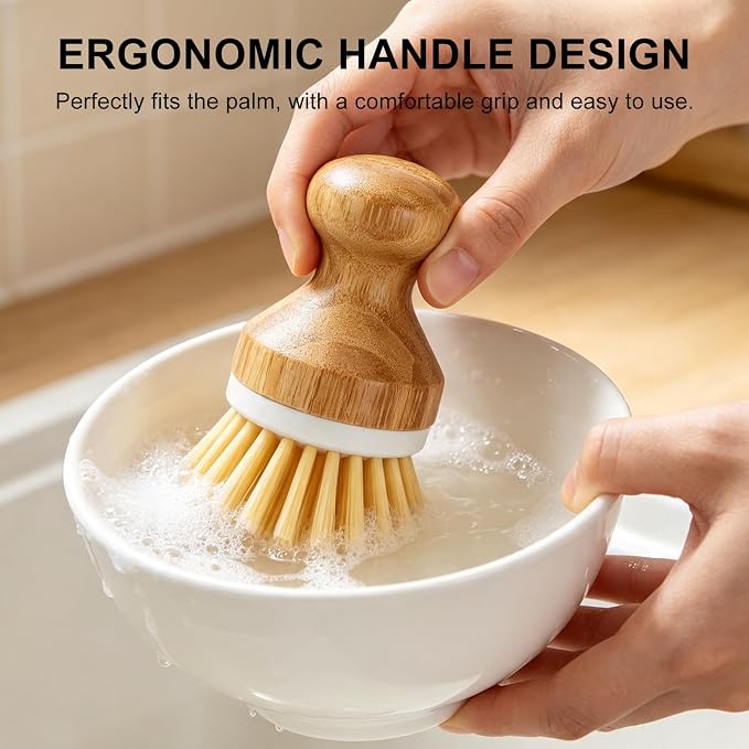 Bamboo Dish Scrubber 2 Pack Kitchen Brushes - Image 2
