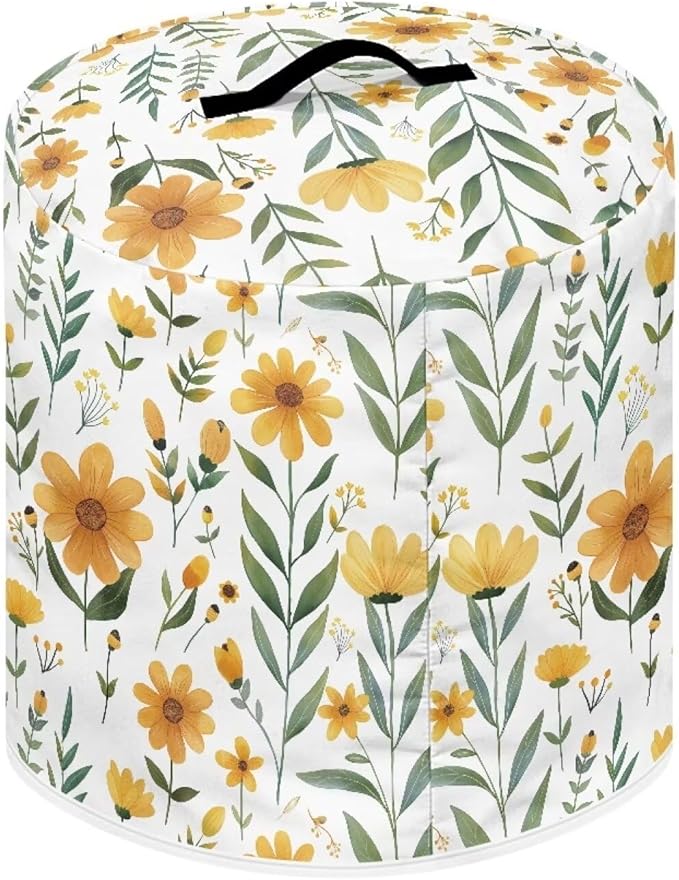 Cute Flower Air Fryer Cover Rice Cooker Cover with Handle & Pocket Dust Covers for Appliances Kitchen Appliance Covers with Pocket Kitchen Tool Soft and Easy to Fold