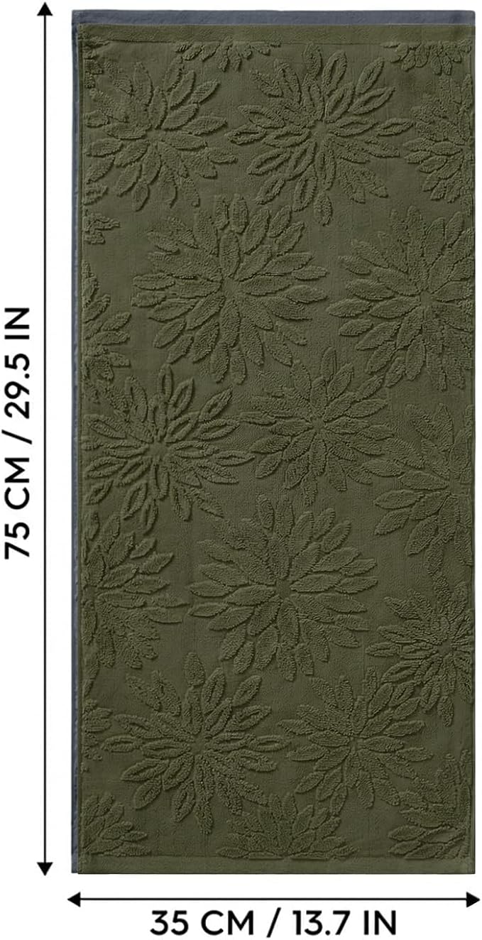 Artoid Mode 2 Pcs Olive Green 3D Dahlia Floral Jacquard Hand Towels - Image 7
