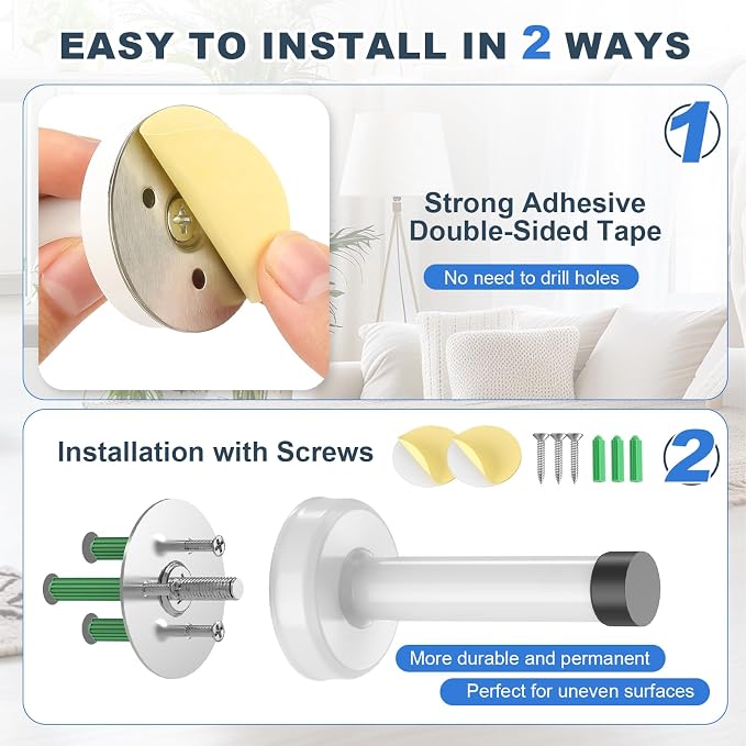 4 Pack Door Stops, 304 Stainless Steel Door Stoppers, Easy Installation - Image 2