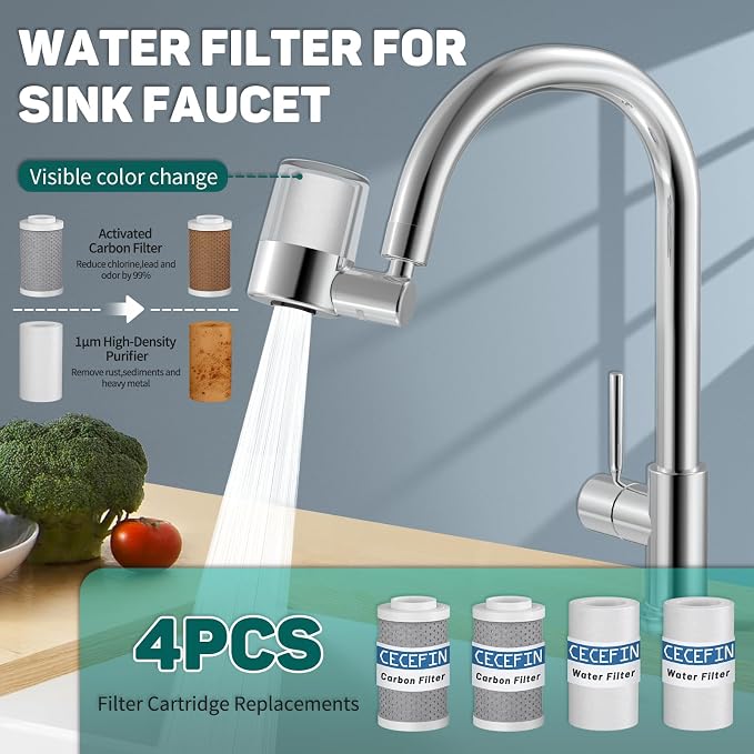 CECEFIN 720 Swivel Sink Faucet Water Filter NSF/ANSI/CAN 372, Lasts 528 Gallons - Image 3