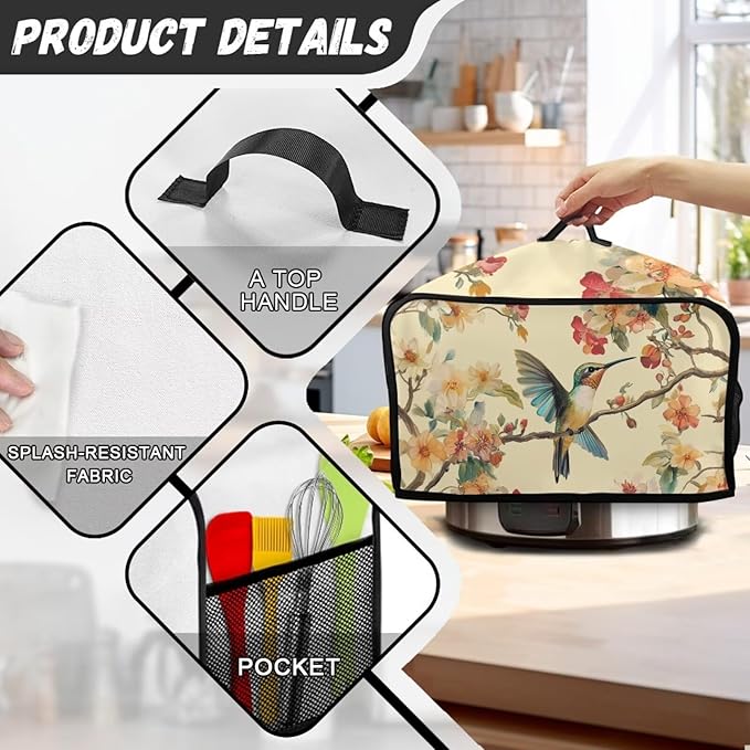 Hummingbird Slow Cooker Dust Cover Slow Cooker Dust Cover Oval 6-8 Qt Dust Covers for Kitchen Appliances Dust Covers for Appliances Dust Proof Convenient