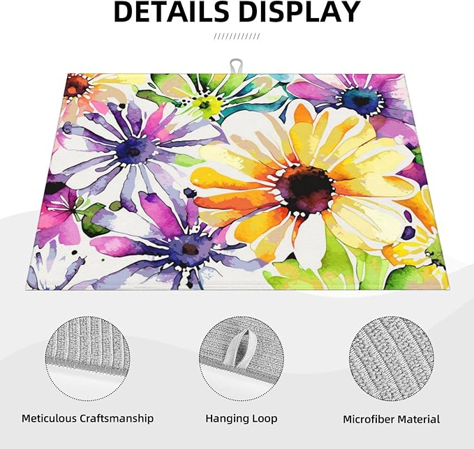 Colorful Flowers Dish Drying Mat - Image 3