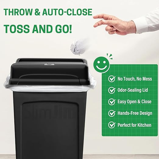 Trash Can Swing Lid,Compatible with 16/23 Gallon Slim Jim Trash can with lid, Heavy Duty Plastic for Kitchen, Living Room, Outdoor Use,Pack of 1