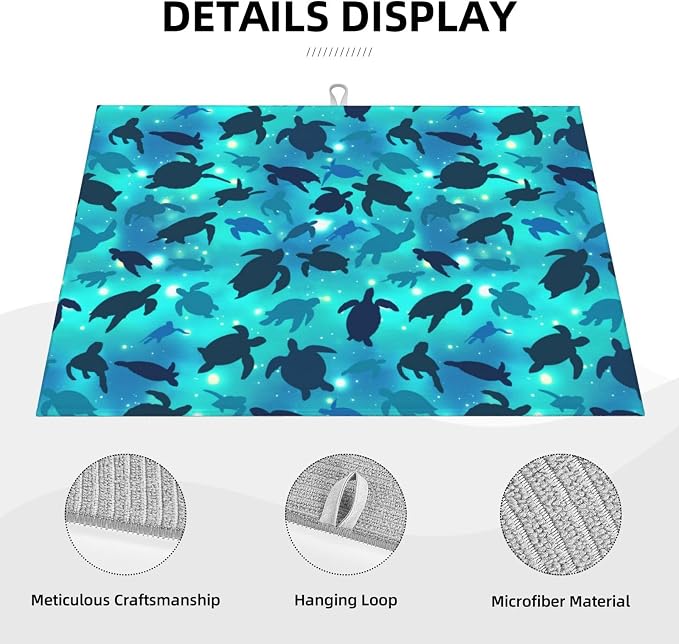 Sea Turtles Blue Dish Drying Mat - Image 3