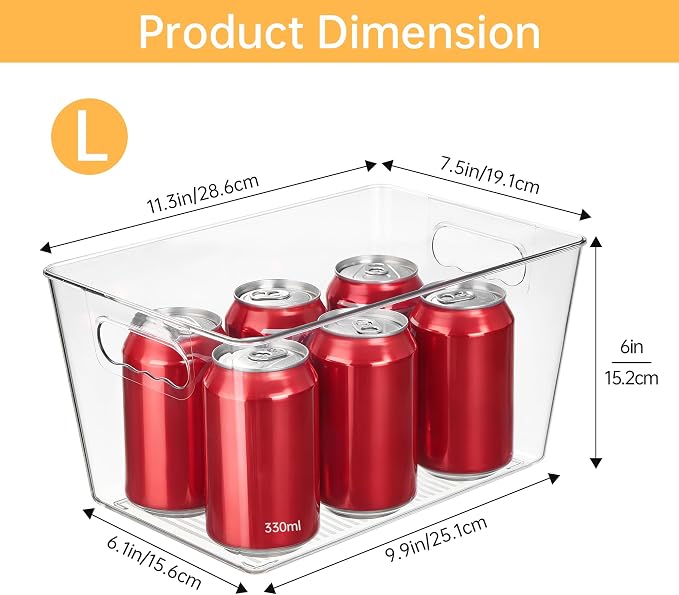 YIHONG 6 Pack Clear Storage Bins, Pantry Organizer Bins - Image 2