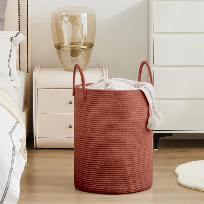 YOUDENOVA Cotton Rope Laundry Hamper Basket, 58L Blanket Basket - Image 5