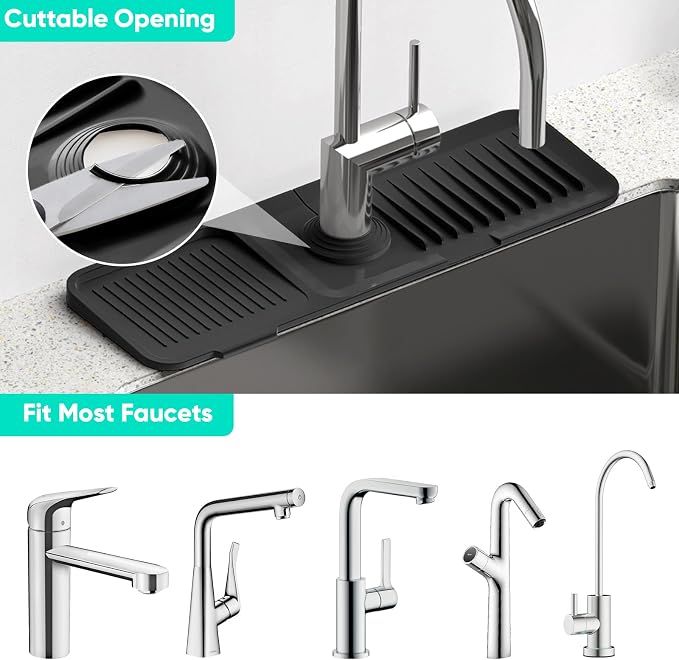 17.7inch Faucet Mat for Kitchen Sink Kitchen Sink Splash Guard Silicone Kitchen - Image 5