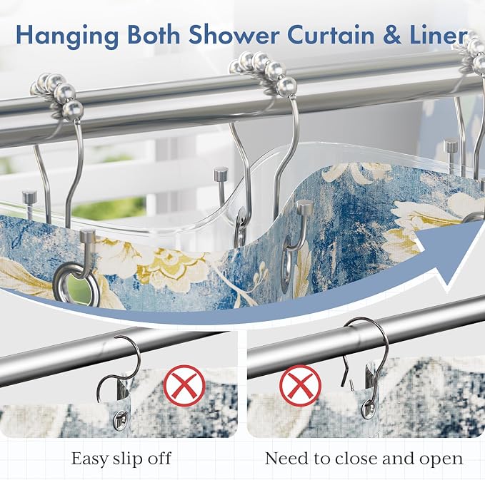 Bathway Shower Curtain Hooks Chrome Shower Curtain Rings - Image 5