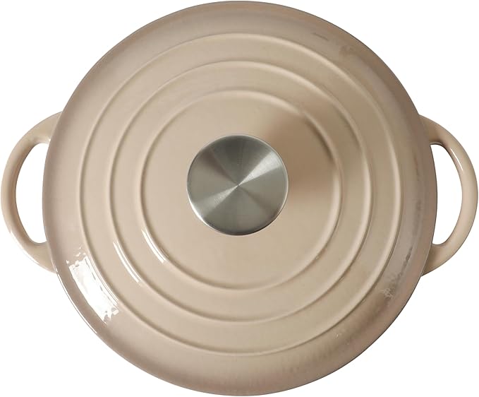 Gibson Home Addlestone 2.65 Qt Enameled Cast Iron Dutch Oven Pot with Lid – Round, Oven Safe to 500°F, Ideal for Bread Baking & Stews - Gradient Taupe