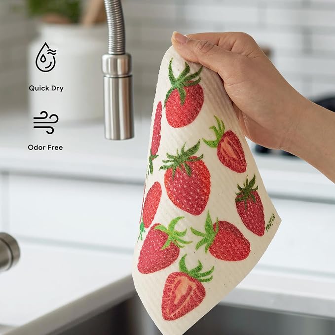 RECYCO Swedish Dishcloths for Kitchen | 5 Pack Fruit Grove Washable Dish Rags | - Image 6