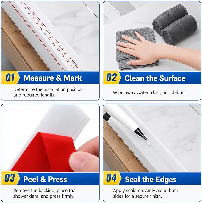 Transparent Shower Threshold Water Dam, 39 in Sink Splash Guard | Flexible - Image 9