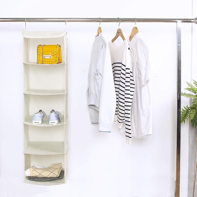 5 Shelves Hanging Closet Organizer, 2 Pack Hanging Storage - Image 2