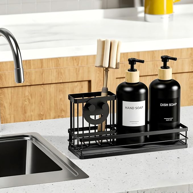 Moforoco Kitchen Dish Soap Dispenser Set, 16OZ Glass Bottle, Hand and Dish Soap - Image 6