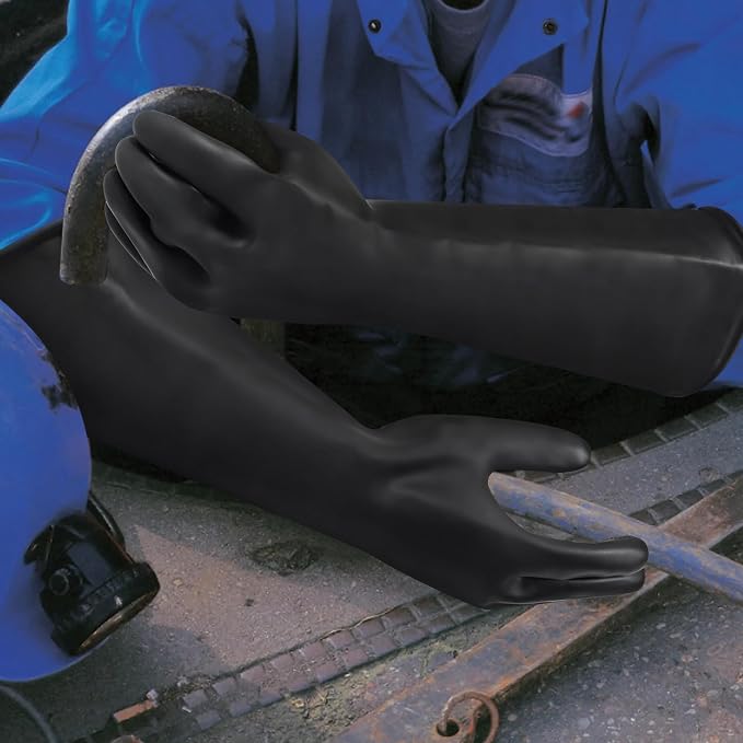 18" Chemical Resistant Gloves, Long Waterproof Rubber Industrial Safety Glove - Image 5