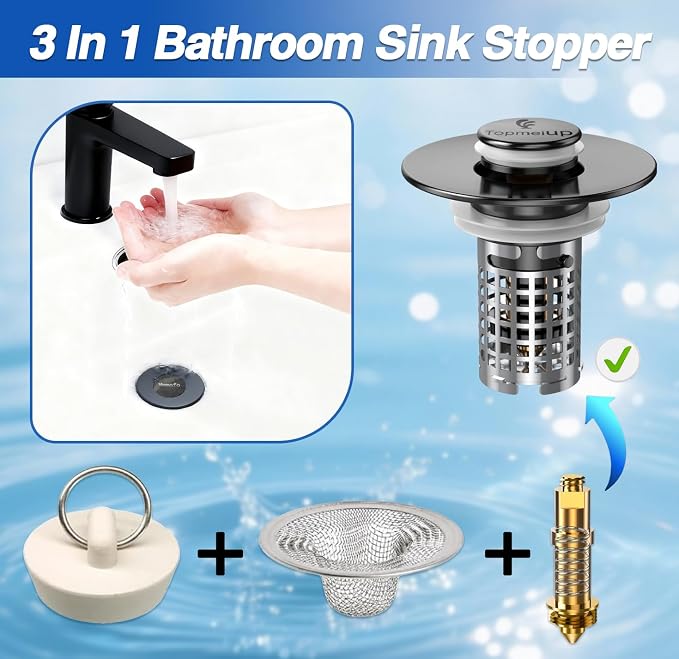 Bathroom Sink Drain Strainer, Pop-up Sink Drain Strainer - Image 6