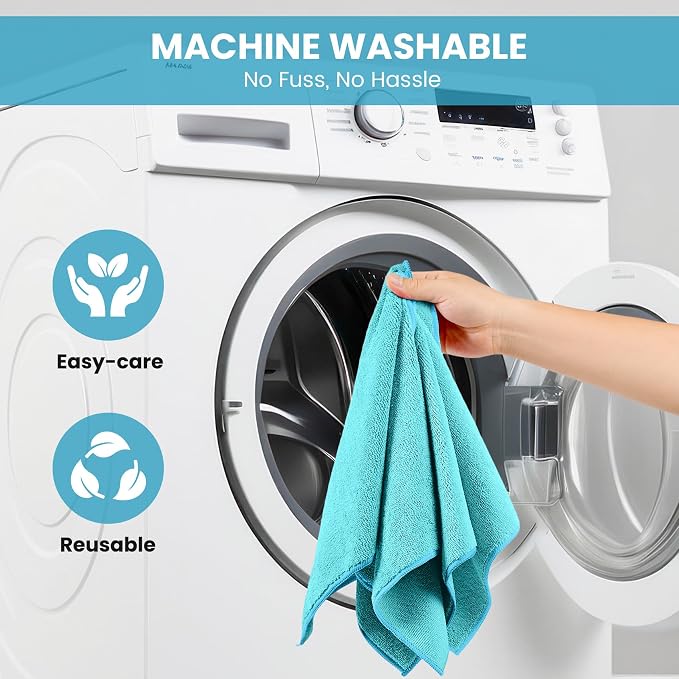 SIFANGKE Microfiber Cleaning Cloth, 12 Pack SkyBlue Cleaning Rags - Image 7