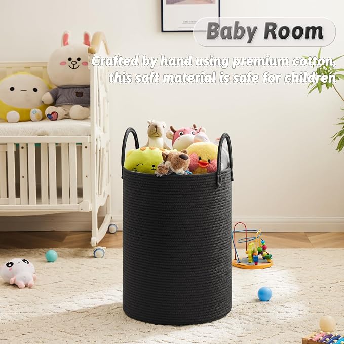 Artfeel Laundry Basket, Woven Cotton Rope Laundry Hamper, 80L - Image 4