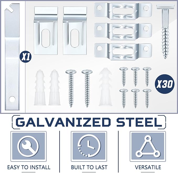 30 Set Frame Lock Security Hanging Kits T-Screw Security Artwork Picture Hangers with T-Head Screws and 1 Hanging Clamp Wrenches for Museums Art Galleries Hotels, Supports up to 15 Pounds