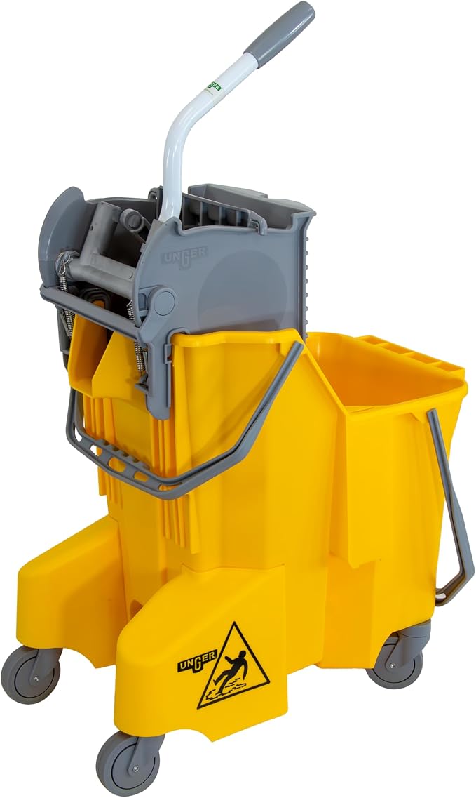 UNGER Commercial Yellow Dual-Compartment Mop Bucket - Image 5