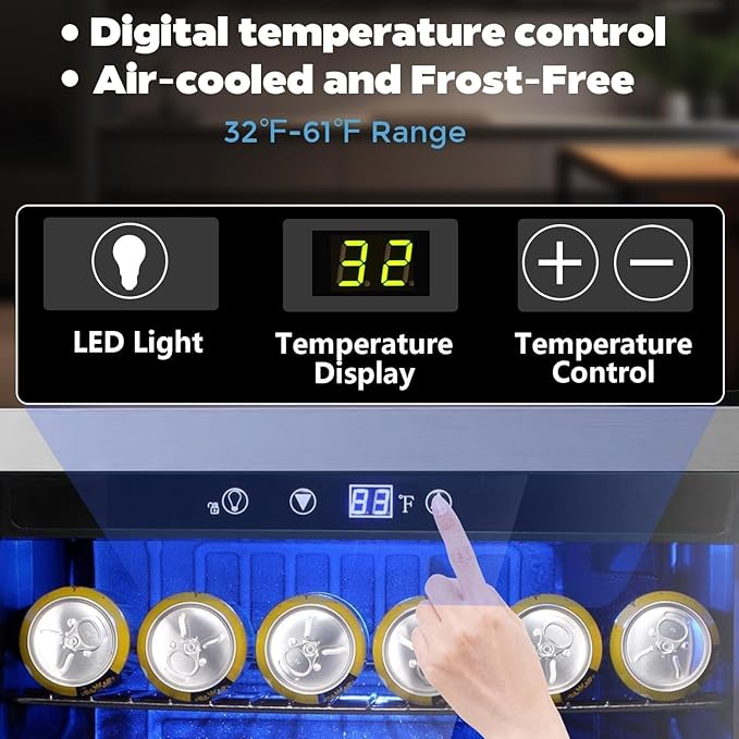 COWSAR 4.5 Cu.Ft Wine Fridge 37 Bottle, ETL Approved Freestanding Wine Cooler 145 Can Beverage Refrigerator with Stainless Steel Reversible Glass Door, Drink Fridge for Home Bar, Kitchen, Game Room