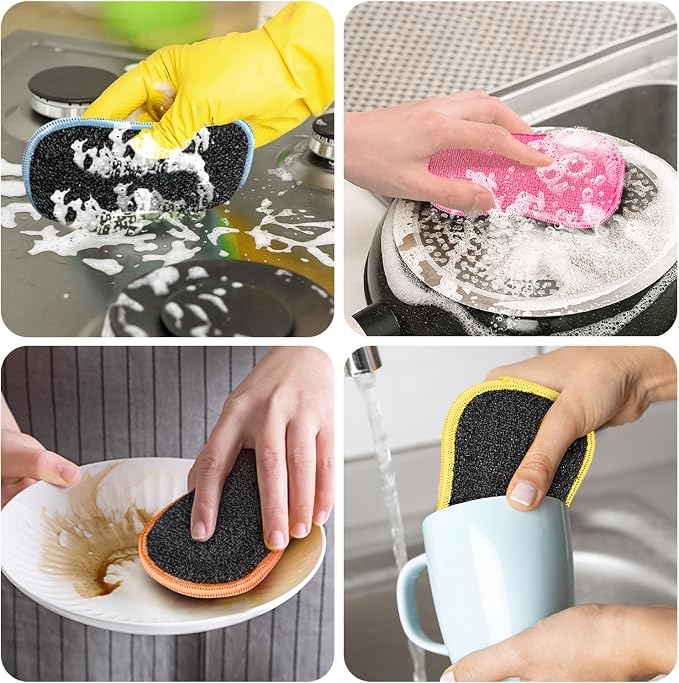 GLIMGLINT 12 Pack Dish Sponges Kitchen, Non-Scratch Microfiber Sponges | - Image 7