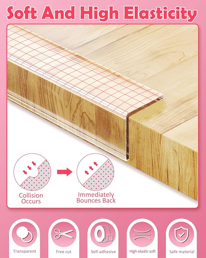 Baby Proofing, Clear Edge Protector Strip, Soft Corner Protectors for Kids, Baby Child Safety Corner Guards for Furniture Against Sharp Corners for Tables, Drawers, Sink, Wall 1.2in x 9.84ft