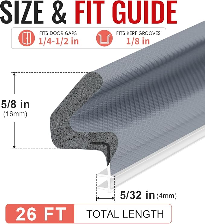 Litaibai 26 ft Kerf Weather Stripping Door Seal - Image 4