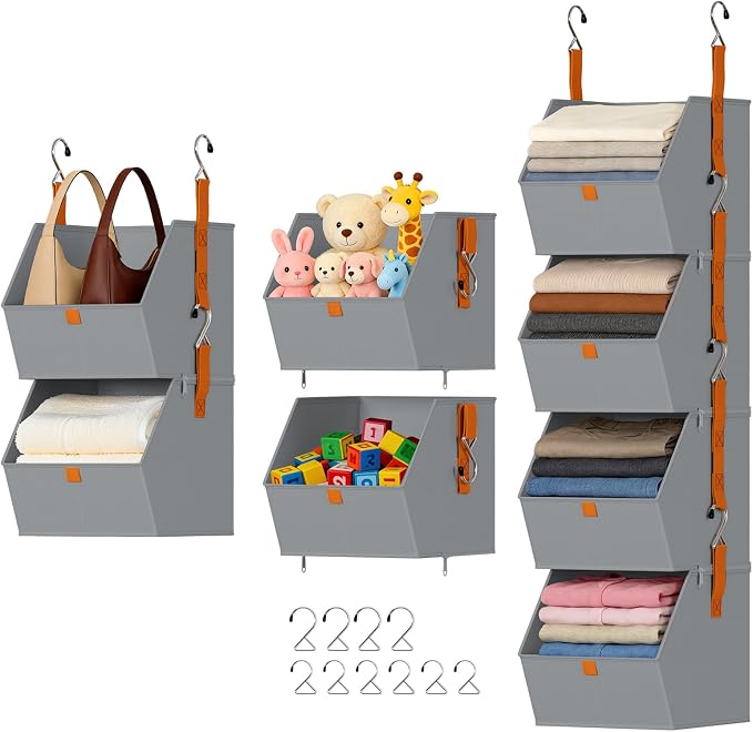 DIMJ 4-Tier Hanging Closet Organizer, Modular Bins by DiMJ