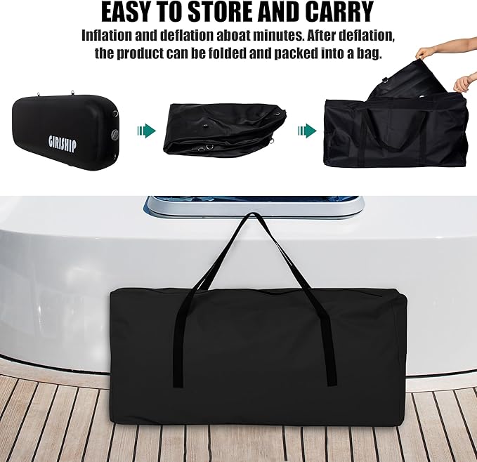 10'×18"/24" Inflatable Boat Bumpers, Large Boat Fenders for Docking, Boat Bumpers for Docking with Mooring Ropes, Heavy Duty Dock Bumper for Yacht or Fishing Boat