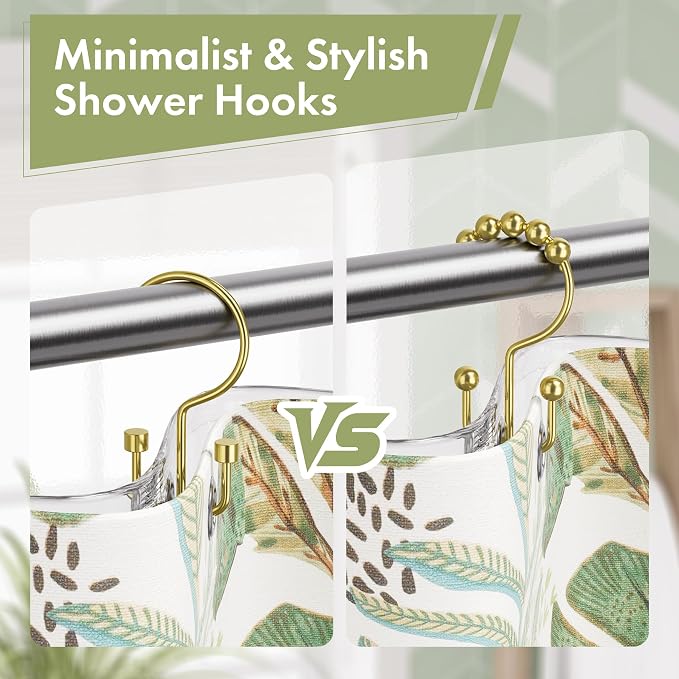 Amazer Gold Shower Curtain Hooks, Rust-Resistant Metal Shower Hooks, Cylinders - Image 6