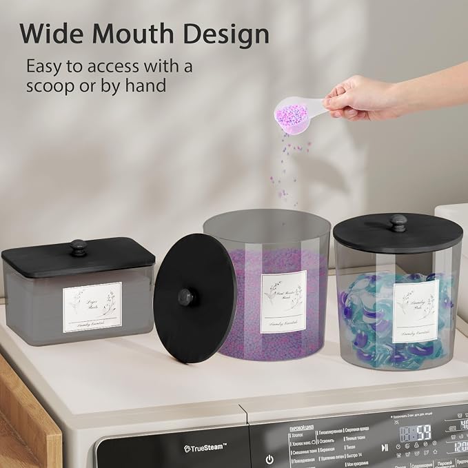 COAZEX 3 Pack Black Laundry Powder Container & Dryer Sheet Holder - Image 3