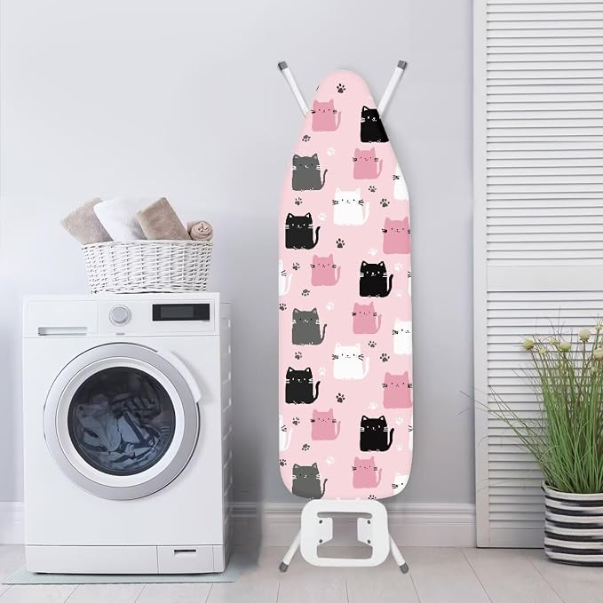 Pink Polyester Ironing Board Cover Hook & Loop Elastic Edge Easy to Install - Image 4