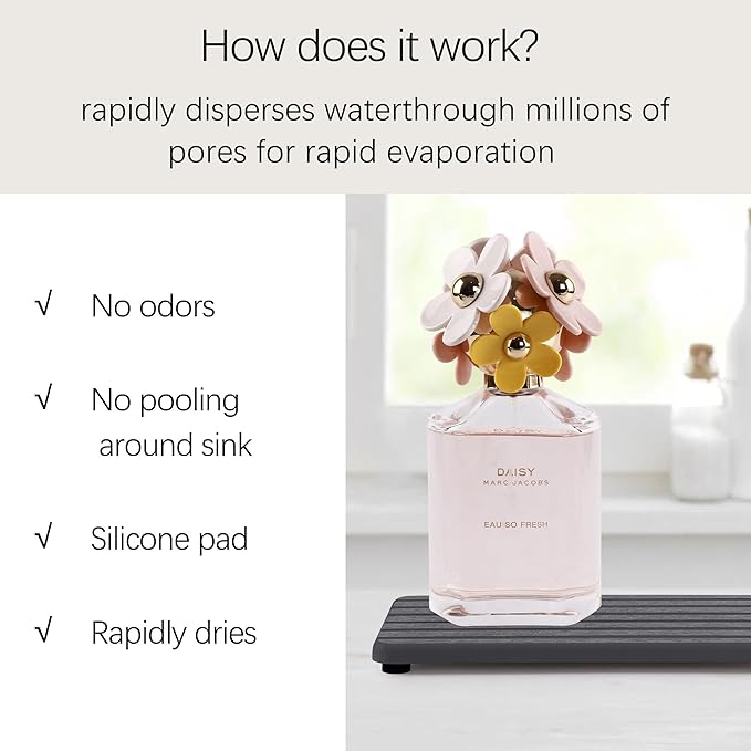 2 PCS Water Absorbent diatomite Coasters, 9.5" x 4" Water Absorbing Stone Tray for Sink, Stone Drying mat for Kitchen Counter, Stone soap Tray Used for Hand Soaps & toiletries & Plants