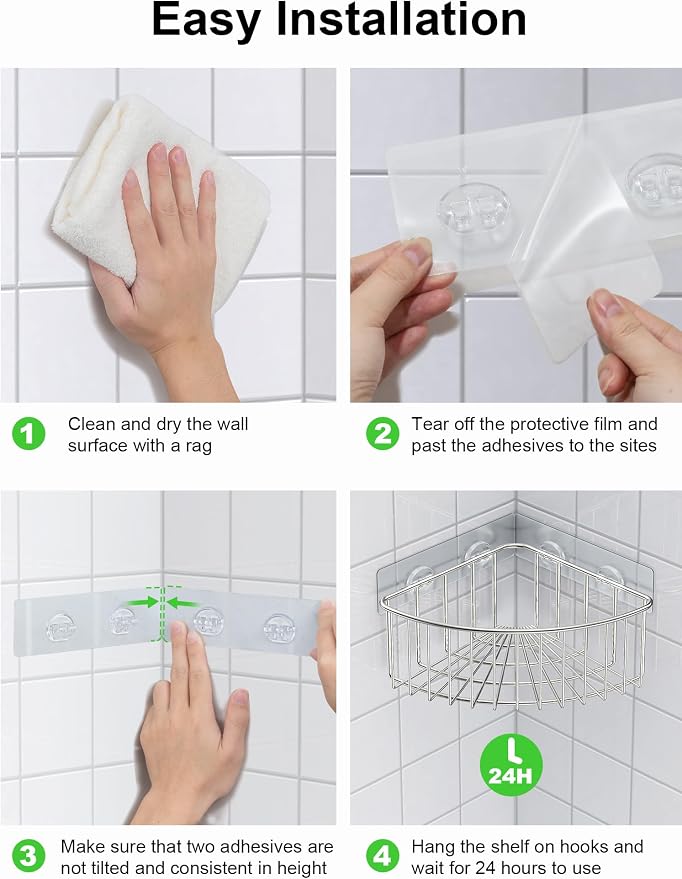 SMARTAKE 2-Pack Corner Shower Caddy Deep Basket, SUS304 Stainless Steel - Image 4