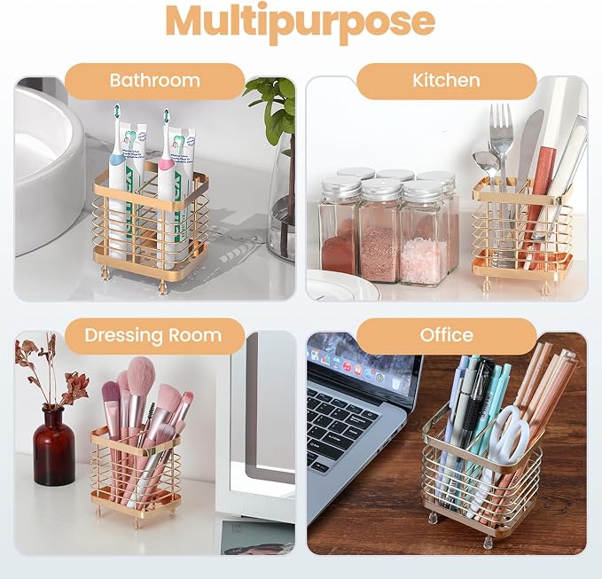 Luxspire Toothbrush Holders for Bathroom, Stainless Steel, 2 Slots, Rose Gold | - Image 8