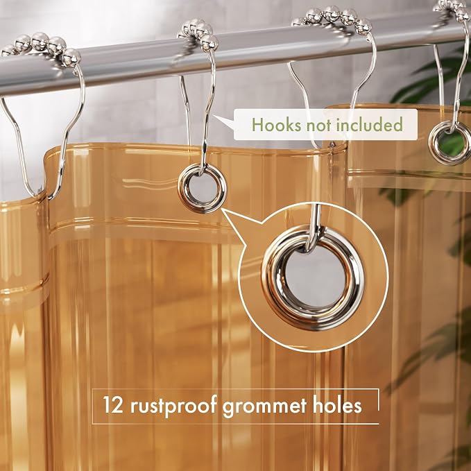 AmazerBath Shower Curtain Liner, 72x72 Transparent Orange Shower Liner - Image 3