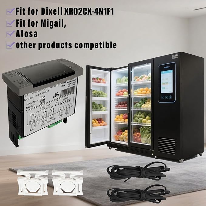 XR02CX-4N1F1 Temperature Controllers Refrigerator Digital Thermostat Controller for Fridges Freezers Heating Appliances 120V/50-60Hz with NTC Probe & Clasp