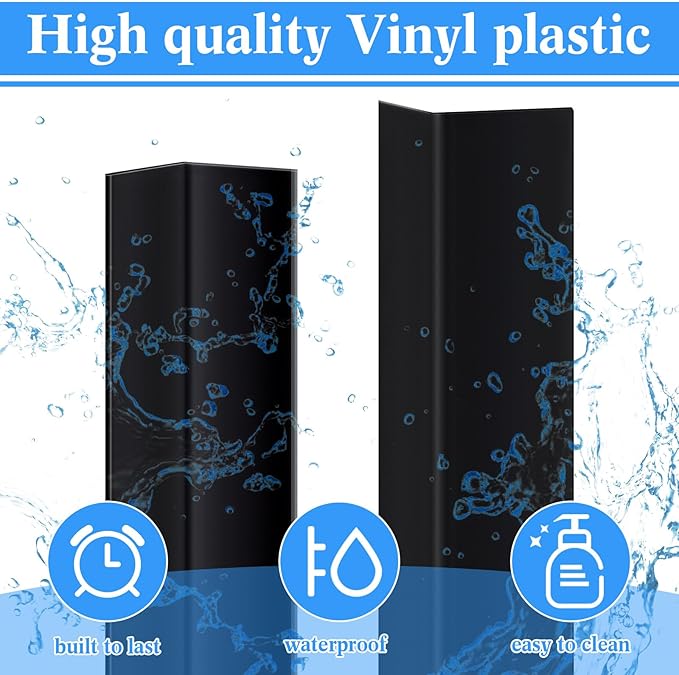 Sasylvia 10 Pcs Wall Corner Protector Guards, Avoid Scratching Scuffs, 1-1/8 x 36 Inches Vinyl Corner Trim Molding, Ease Install & Cleaning for Door Countertop Furniture Cabinet Protection, Black