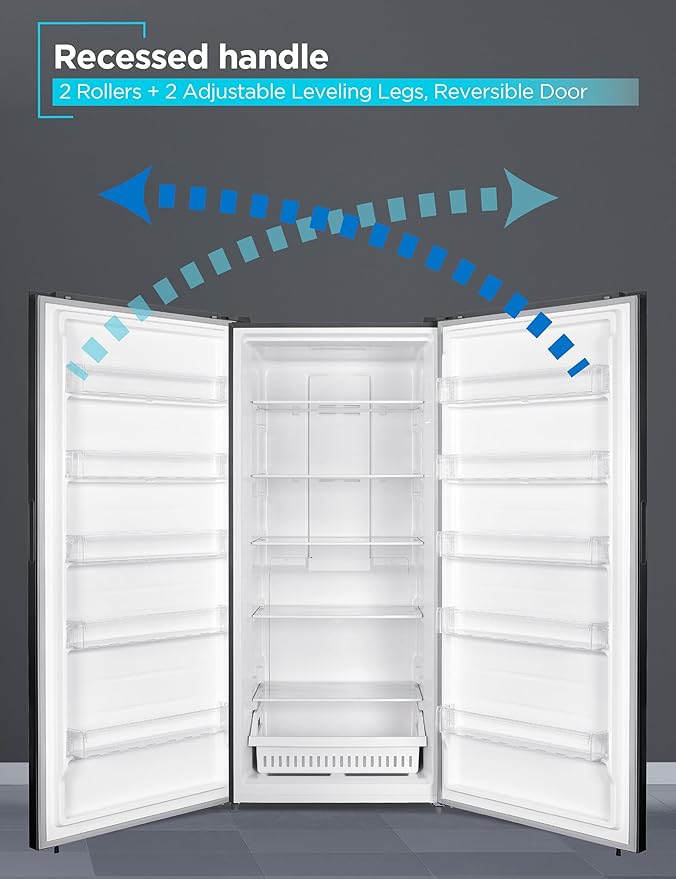BLACK+DECKER 21.2 Cu. Ft. Convertible Freezer Refrigerator, Upright Freezer with Glass Shelves, Reversible Door, ENERGY STAR rated, Frost Free, BUC2120MB, Black