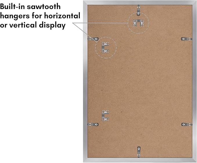 Americanflat 13x19 Picture Frame with Polished Plexiglass - Set of 5 - Use as 11x17 Frame with Mat or Display 13x19 Photo Without Mat - Galleria Collection - Picture Frames for Wall Display - Silver