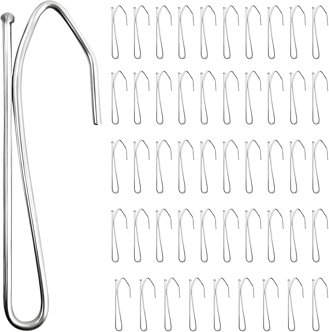 50 Pack Heavy Duty Metal Pinch Pleat Curtain Drapery Hooks, 2.68 Inch | by LAIPART