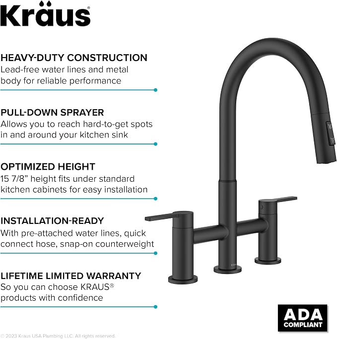 KRAUS Oletto Bridge Kitchen Faucet - Image 12