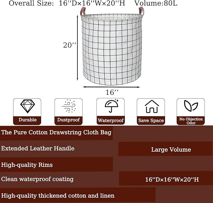 Waterproof Laundry Hamper Collapsible Laundry Basket Leather Handle Laundry Bag - Image 2