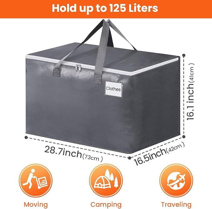 BlissTotes Large Moving Bags, Storage Bags, 125L-2 Pack | Moving Bags - Image 2