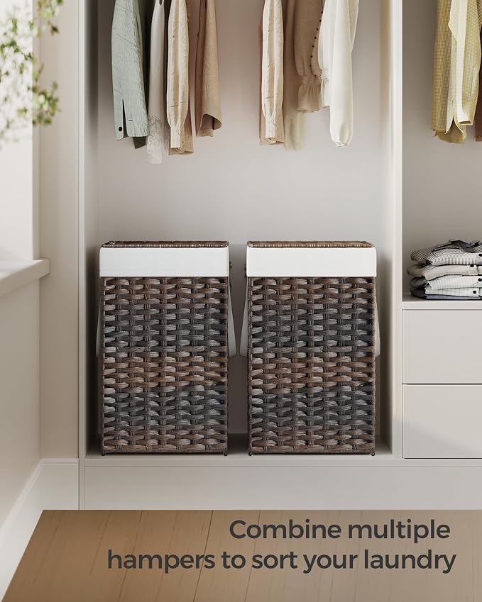 SONGMICS Laundry Hamper with Lid, 17.2 Gallon Synthetic Rattan Clothes Laundry - Image 9
