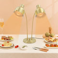2-Head Food Heat Lamp Warmer Gold, 500W Double Bulbs Buffet Display Heating Preservation Light for Buffet, Electric Portable Heating Lamp with 360°Adjustable Head Independent Switch(Gold, Style2)