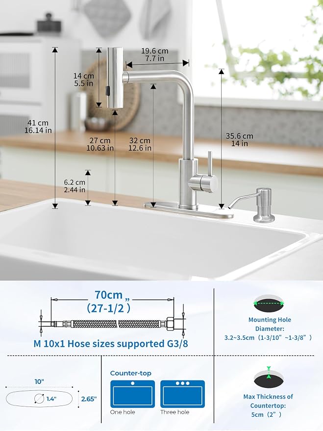 Kitchen Faucets with Pull Down Sprayer, Waterfall Kitchen Sink Faucet with Soap - Image 7