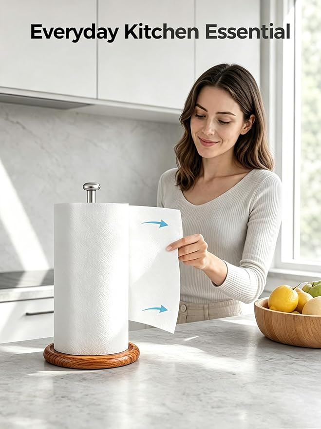 VEHHE Wooden Paper Towel Holder Countertop - Image 9
